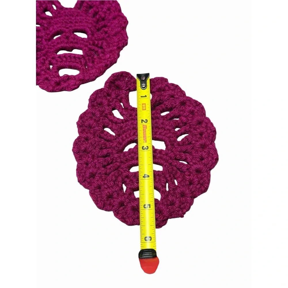 Handmade Crochet Coasters SKULLS set of 2 purple